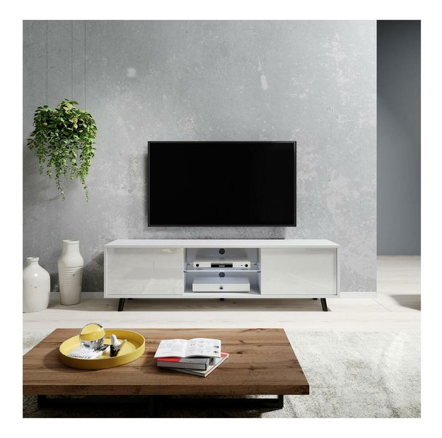 TV skrinka/stolík Leiros (s osvetlením) (biela)