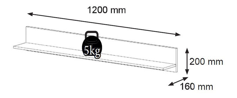 Raft Aurora 120 (Stejar artisan + negru mat)