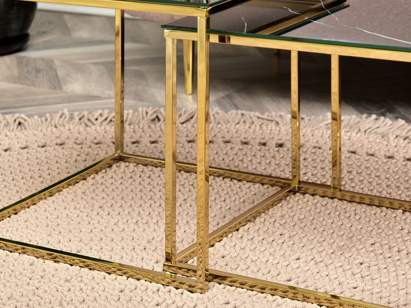 Konferenčný stolík Prana Law (čierny mramor + zlatá)