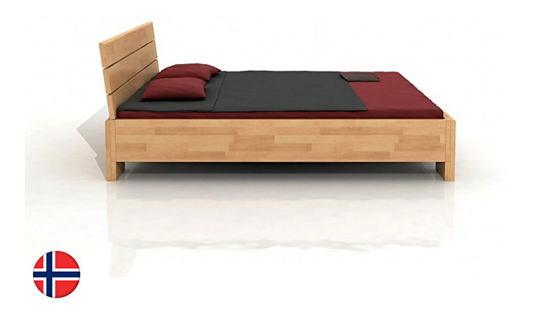Manželská posteľ 180 cm Naturlig Tosen Long High (buk) (s roštom)