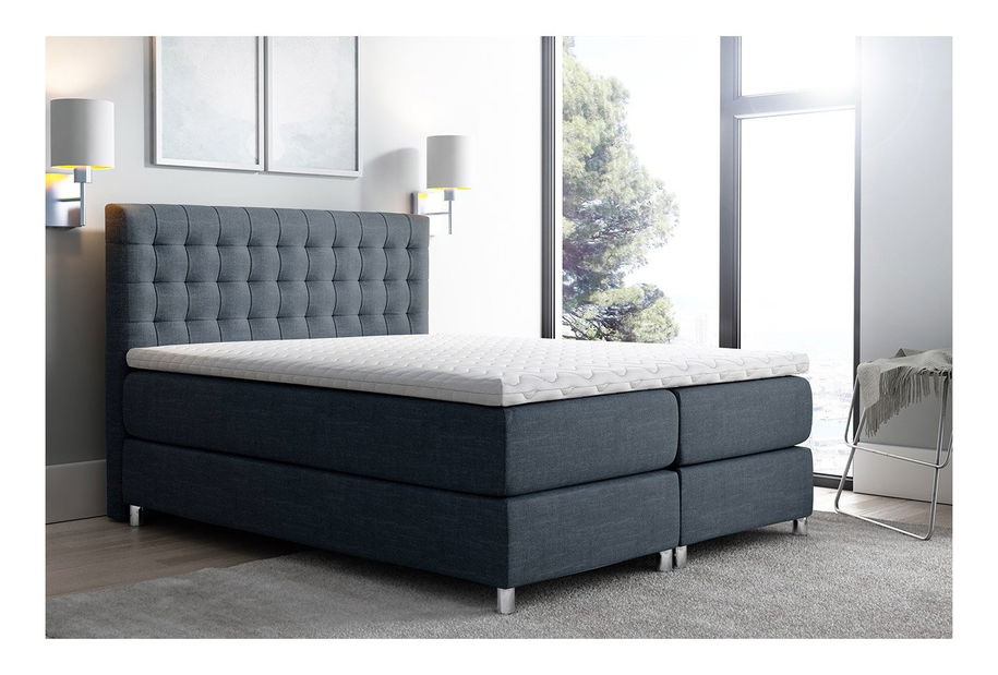 Manželská posteľ 180 cm Kurtis (sivomodrá)