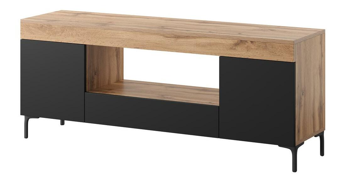 Tv szekrény/asztal Giuseppo (világítással) (lancester tölgy + fekete)