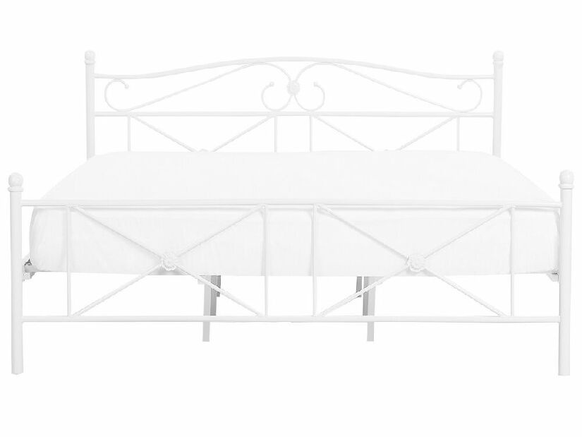 Manželská posteľ 140 cm RANDEZ (kov) (biela) (s roštom)