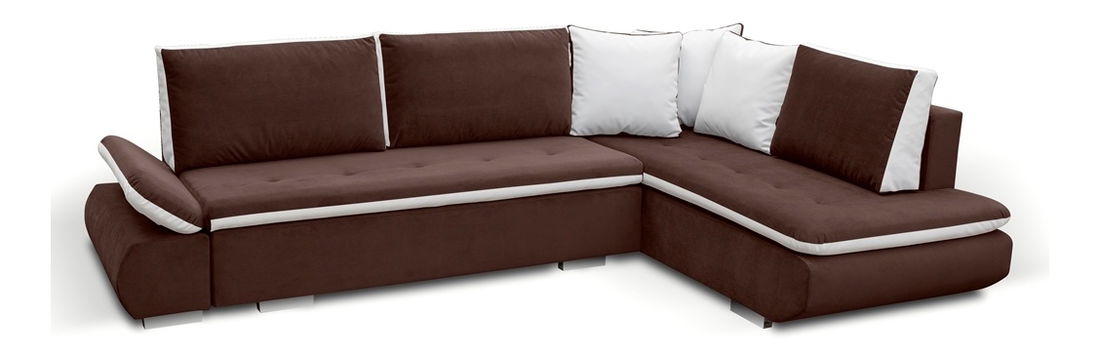 Kutna garnitura- Arleen (tamnosmeđa + bijela) (D)