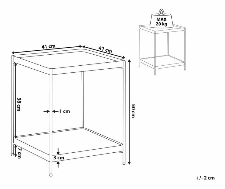 Príručný stolík ALISEA (zlatá) (malý)