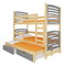 Poschodová detská posteľ 180x75 cm Stanislava (s roštom a matracom) (borovica + sivá)