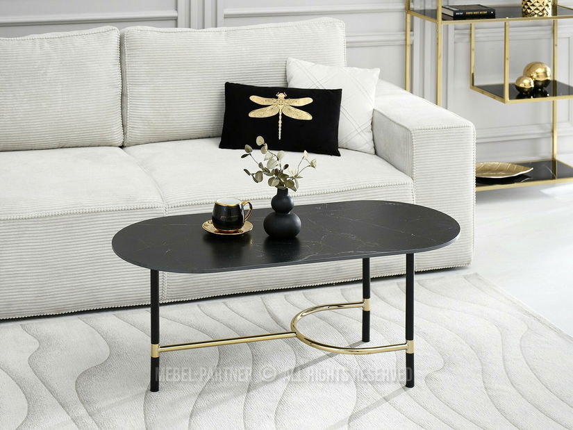 Măsuță de cafea Lamka (marmură neagră + negru)