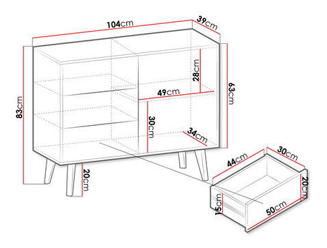 Komoda MSKSZ104 Monstera (Čierna + Čierna + Dub artisan)