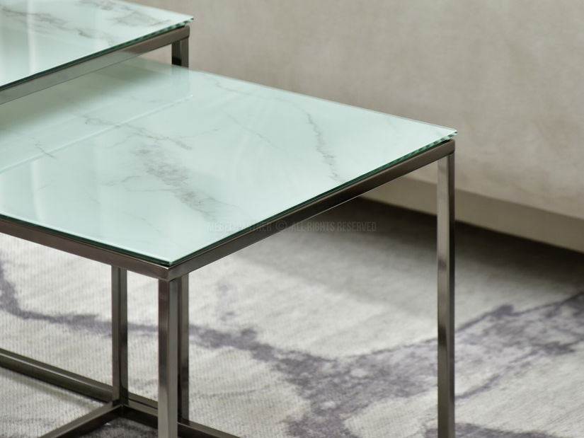 Măsuță de cafea Prana Law (marmură albă + negru)