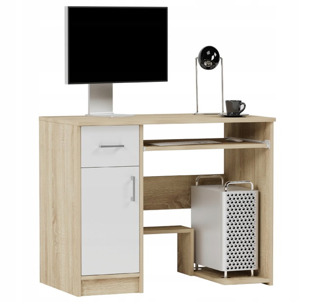 Masă PC Nolgo (stejar sonoma + alb)