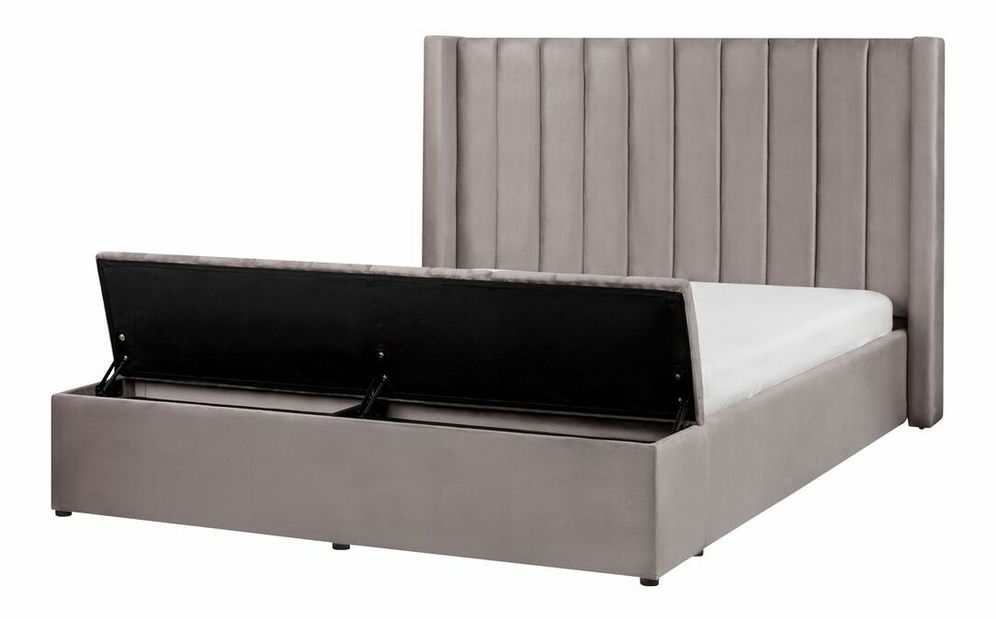 Manželská posteľ 160 cm NAIROBI (textil) (sivá) (s roštom)