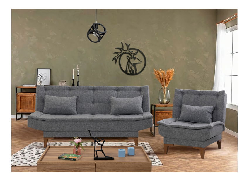 Ülőgarnitúra 3+1 Santic (sötétszürke)