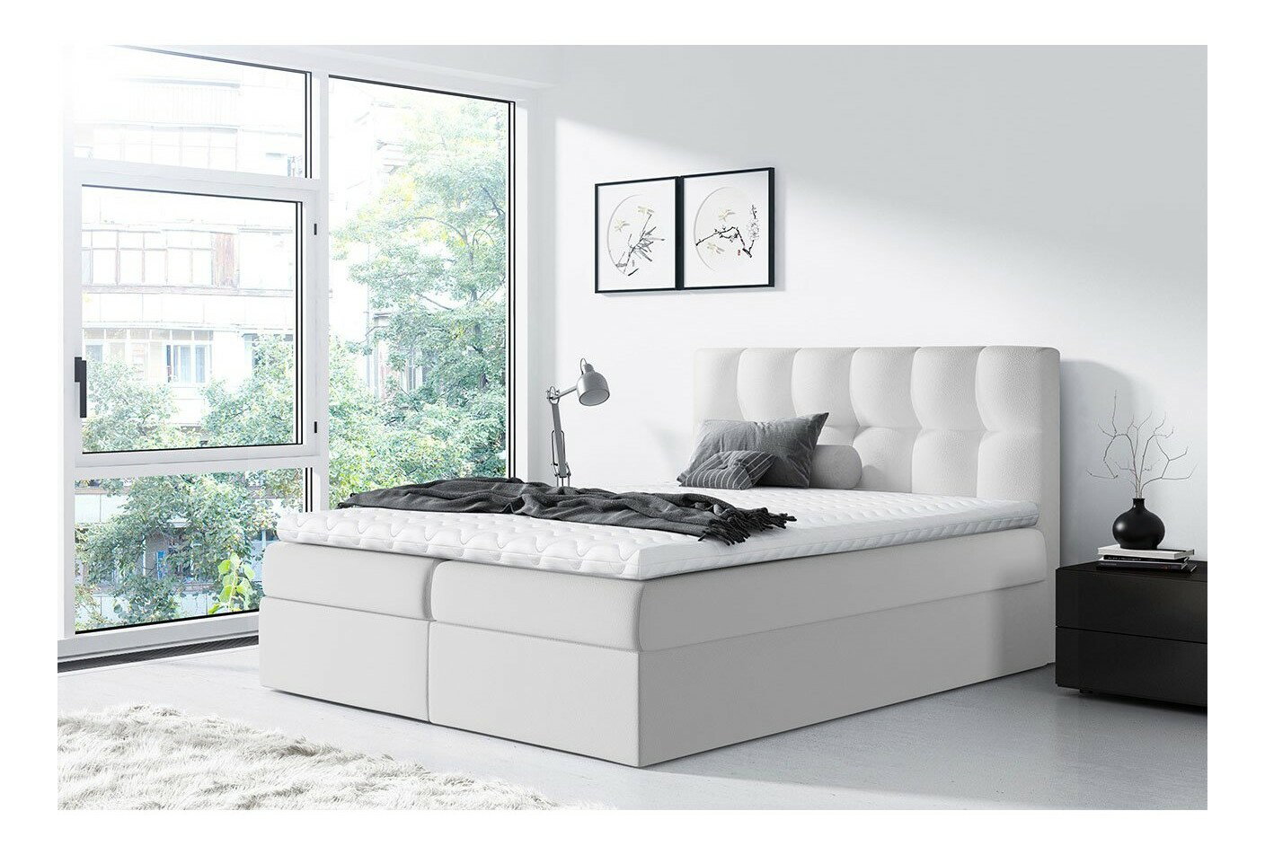 Jednolôžková posteľ boxspring Maddox (120x200) (ekokoža Soft 017 (biela))