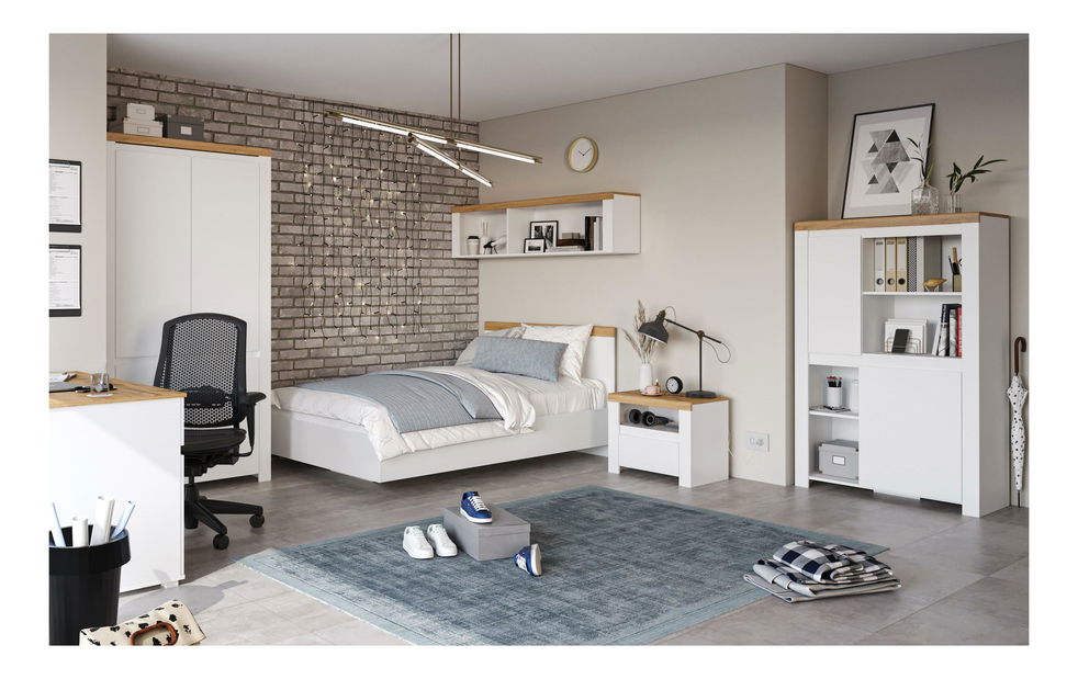 Camera de studenți Vina 1 (alb lucios + stejar wotan)