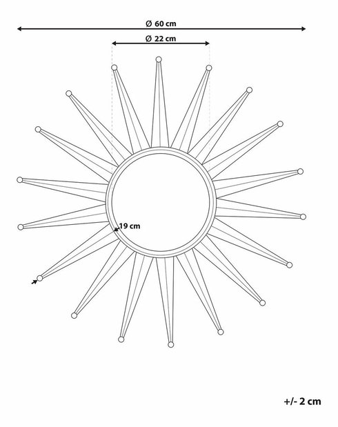 Zidno ogledalo Perza (zlatna)