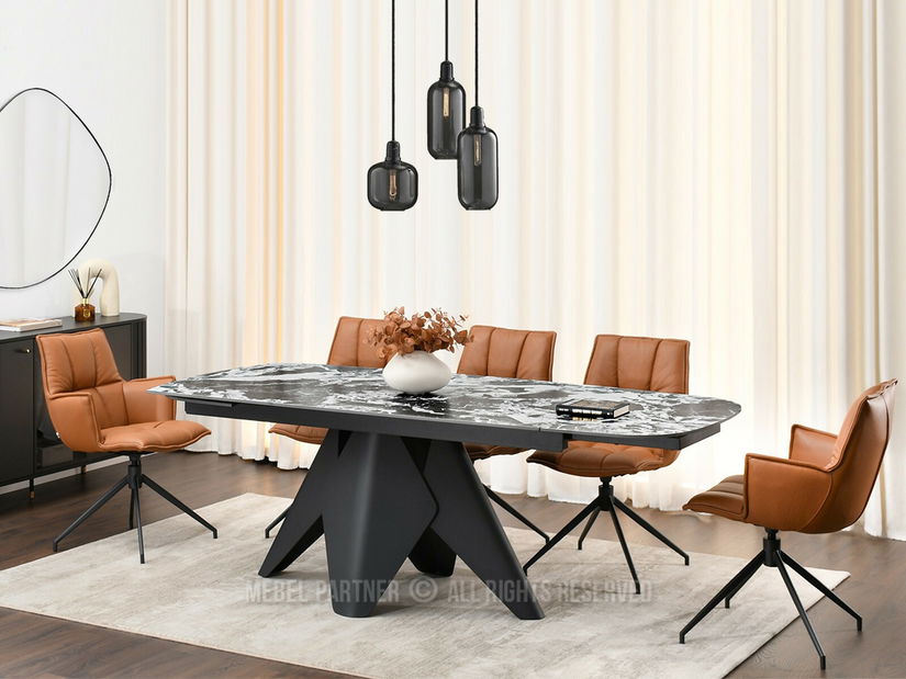 Jedálenský stôl Noruega (mramor + čierna)