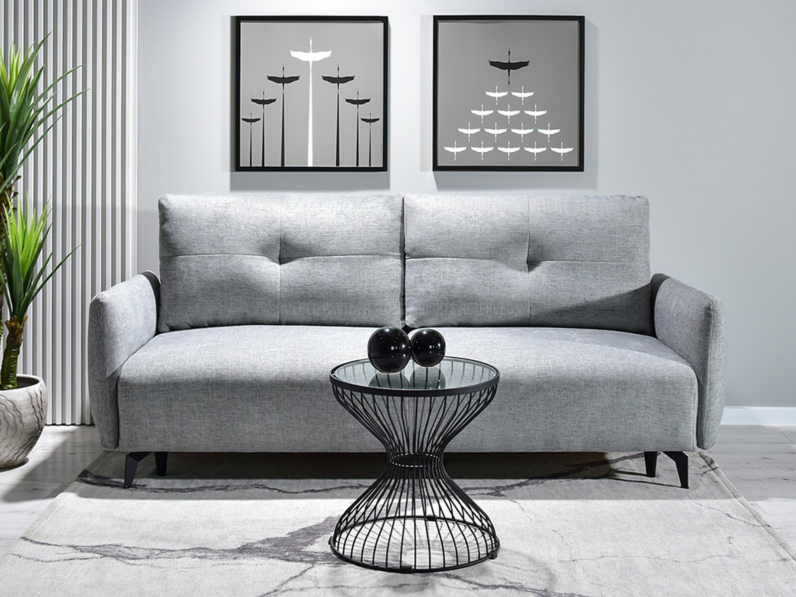 Kétszemélyes kanapé Lasciare (szürke + fekete)