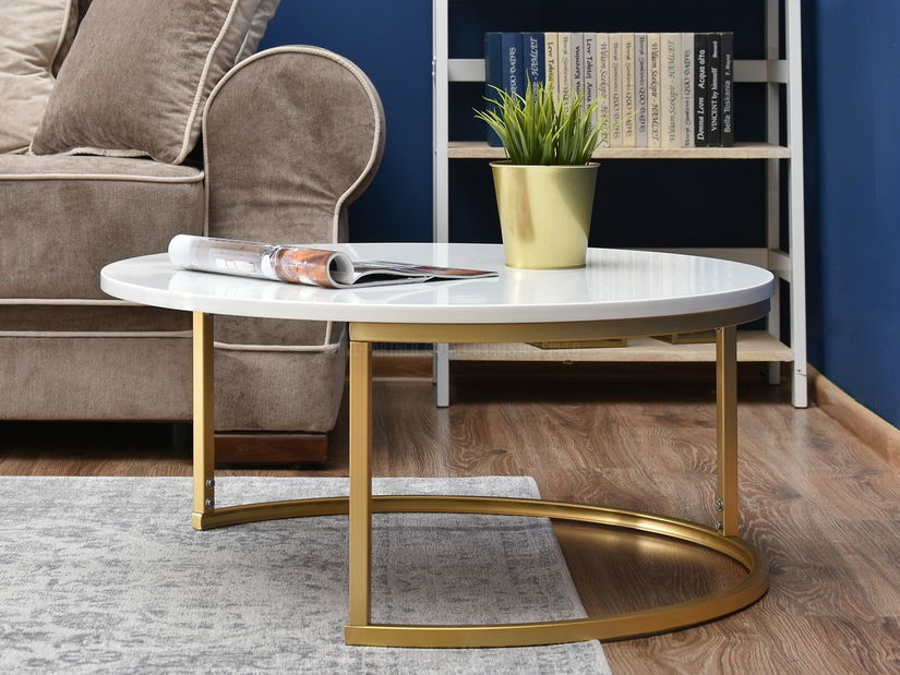 Dohányzóasztal Kolja Zest Xl (fehér + arany + fekete)