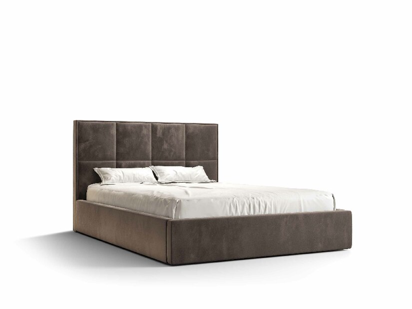 Manželská posteľ 140 cm Gino (hnedá) (s roštom a úložným priestorom)