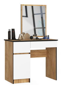 Toaletni stolić Parijat (hrast craft + bijela) (s ogledalom) (L)