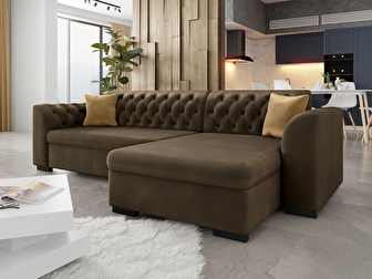 Kutna sofa na razvlačenje Leon (D) (Magic Velvet 2205 + Magic Velvet 2205 + Magic Velvet 2206)