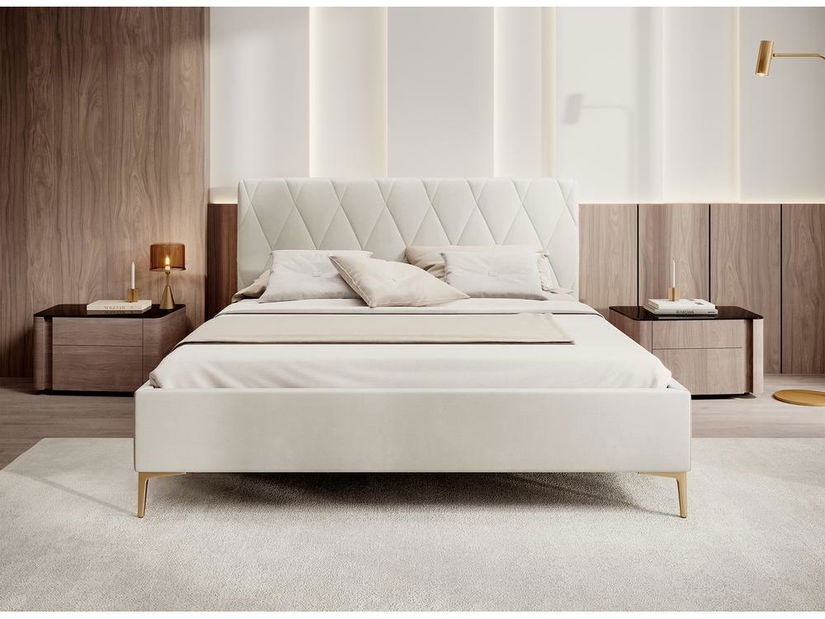 Pat matrimonial 140 cm Tikka 140 (bej + auriu)