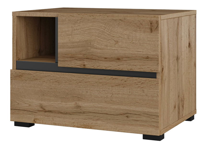 Noptieră Crossroad S22 (stejar wotan + negru)