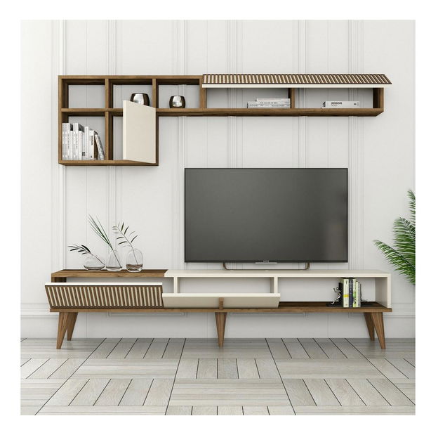 Zostava nábytku do obývacej izby Millano 1 (orech + krémová)