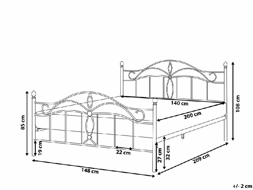 Franciaágy 140 cm Ayatta (bézs) (ágyráccsal)