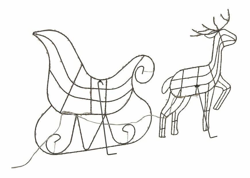 Kültéri szán és rénszarvas alakú dekoráció Spica (ezüst) (világítással)