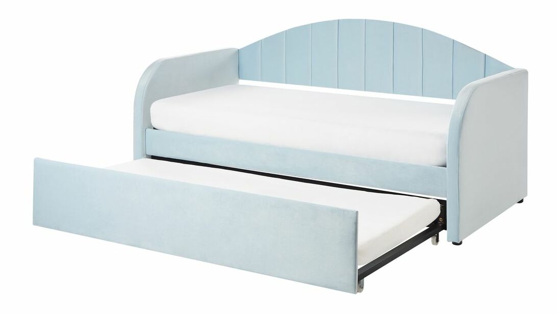 Jednolôžková posteľ 200 x 90 cm Eithan (modrá) (s roštom)