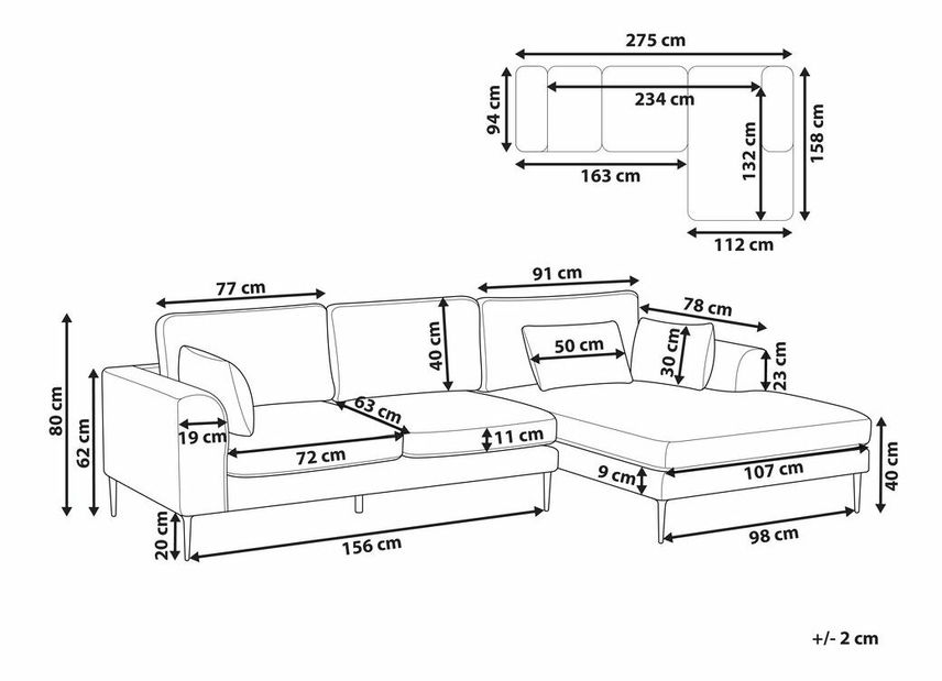 Rohová sedacia súprava Fraser (krémová) (L)