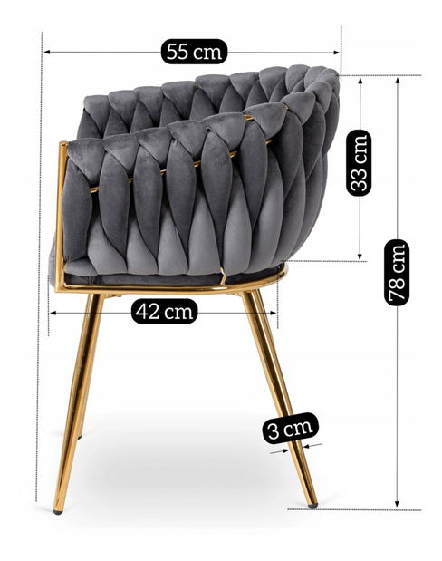 Blagovaonska stolica Cappy (siva + zlatna) 