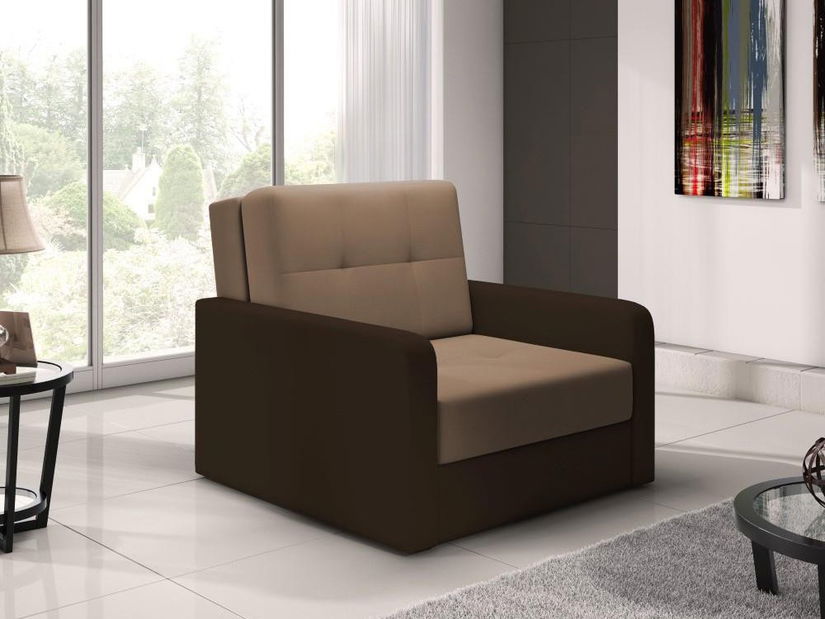 Széthúzható fotel Tomful I (barna + sötétbarna)