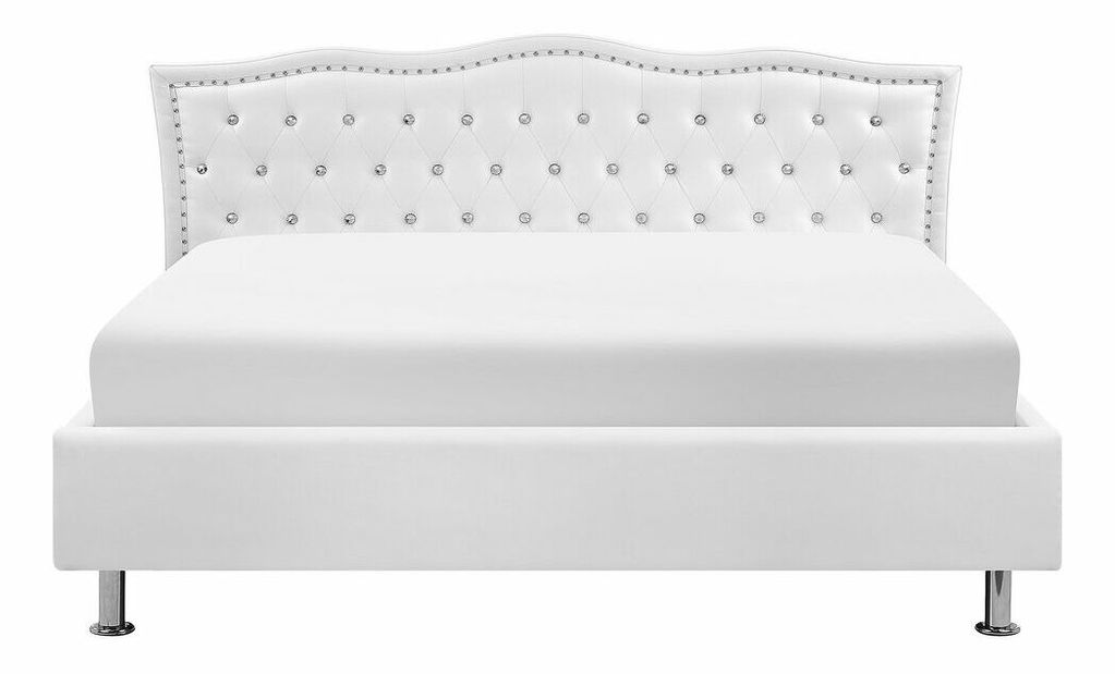 Franciaágy 160 cm MATH (ágyráccsal és tárolóhellyel) (fehér)