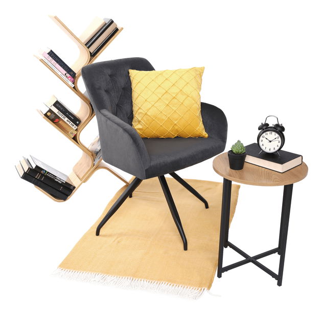 Dizajnerska okretna fotelja Vavien (tamnosiva)