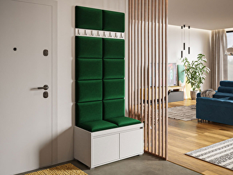 Előszoba bútor Konkor 80 + 12 darab kárpotozott fali panel Pag 40x30 (zöld) *kiárusítás