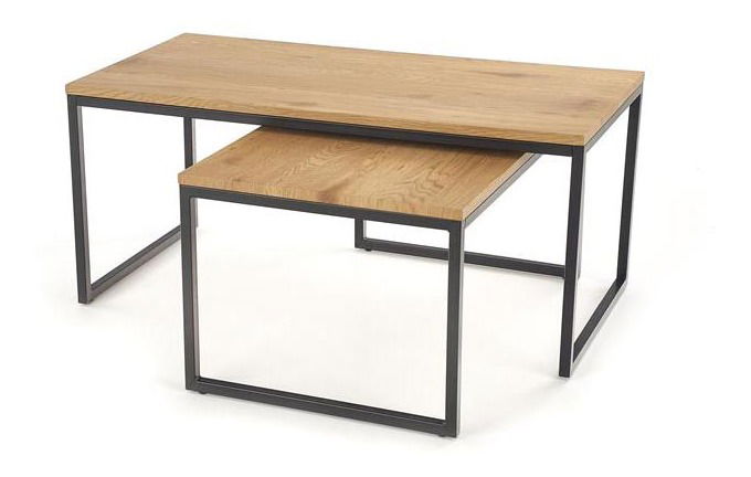 Dohányzóasztal szett Halmar Suena (természetes fa + fekete)