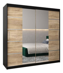 Šatníková skriňa 200 cm Verika 4 200 (čierna + dub sonoma)