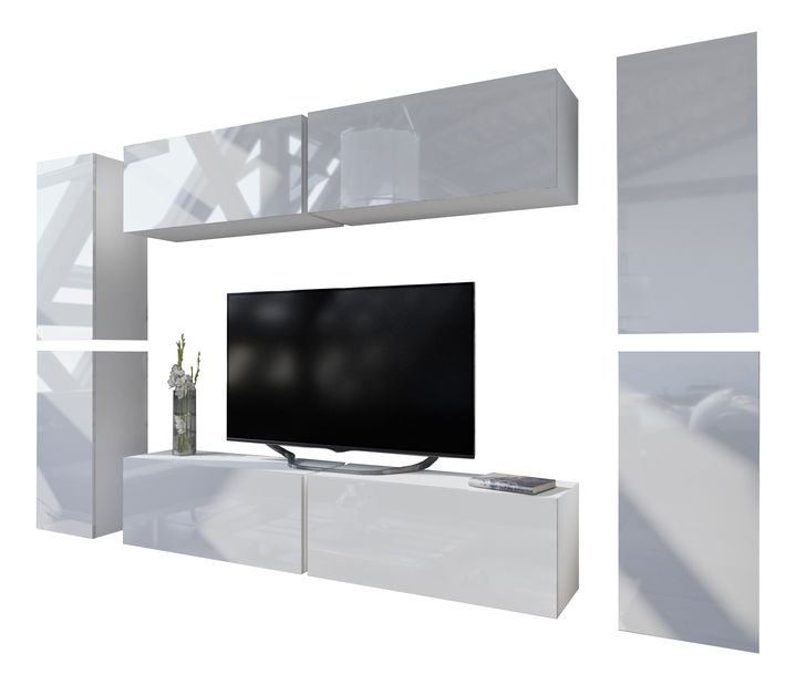 Obývacia stena Melville (biela + biely lesk)