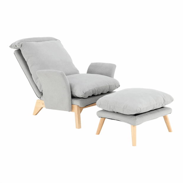 Fotoliu cu suport picioare Zintius (gri deschis)