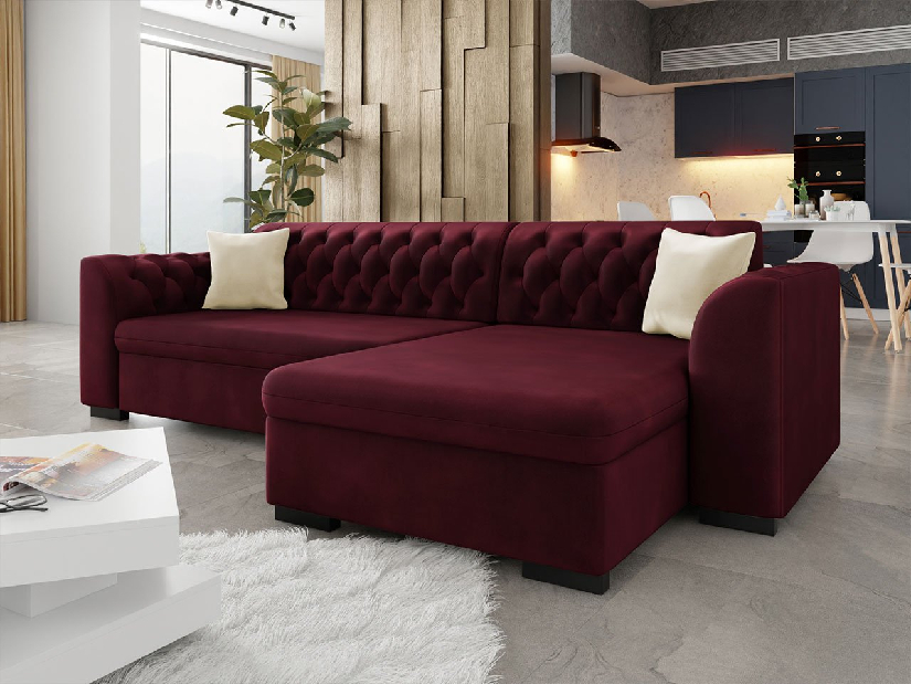 Kutna sofa na razvlačenje Leon (D) (Magic Velvet 2202 + Magic Velvet 2202 + Magic Velvet 2250)