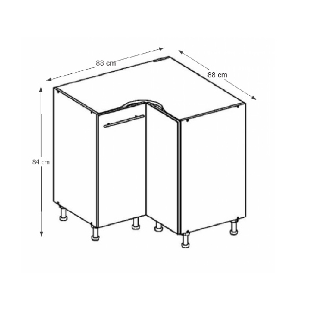 Dolná kuchynská skrinka, rohová Hariva New DN-90