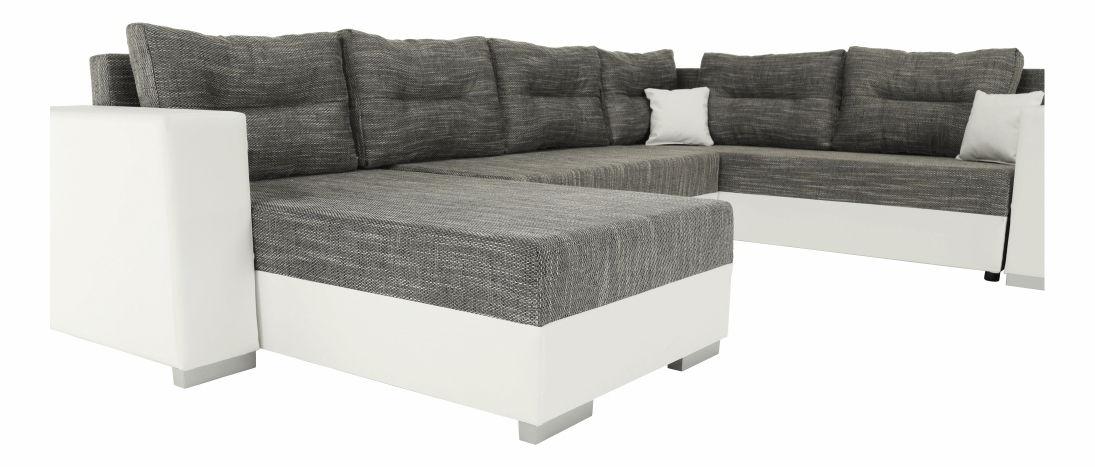 Rohová sedačka v tvare U Stalira (biela + sivohnedá)