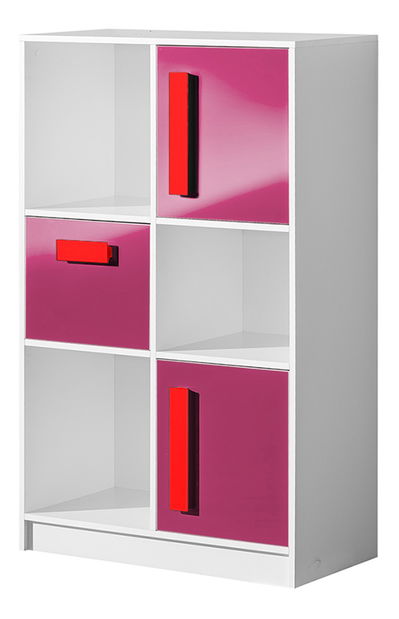 Comodă Gullia 7 (Roz + Roșu)