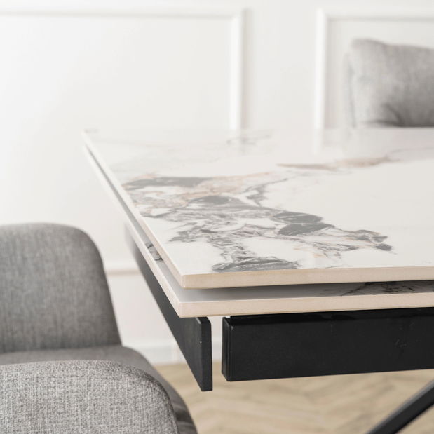 Rozkladací jedálenský stôl Rixy (biela + dub) (pre 6-8 osôb)