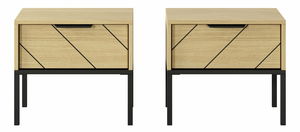 Set 2 kom. noćnih stolića Versaccio D (hrast scandi + crna)