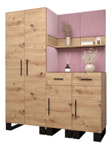 Set mobilier pentru hol Amanda 7 (Stejar artisan + roz)