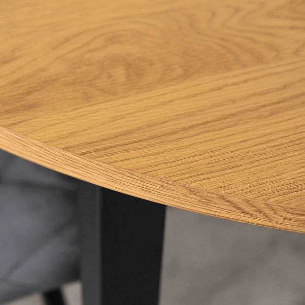 Masă extensibilă de sufragerie Klebanov (stejar + negru) (pentru 4-6 persoane) *resigilat