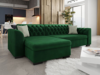 Kutna sofa na razvlačenje Leon (L) (Magic Velvet 2225 + Magic Velvet 2225 + Senegal 823)